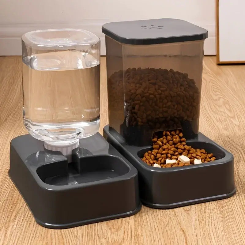automatic pet feeder with water dispenser for cats and dogs, battery-free portion-controlled food and water bowls