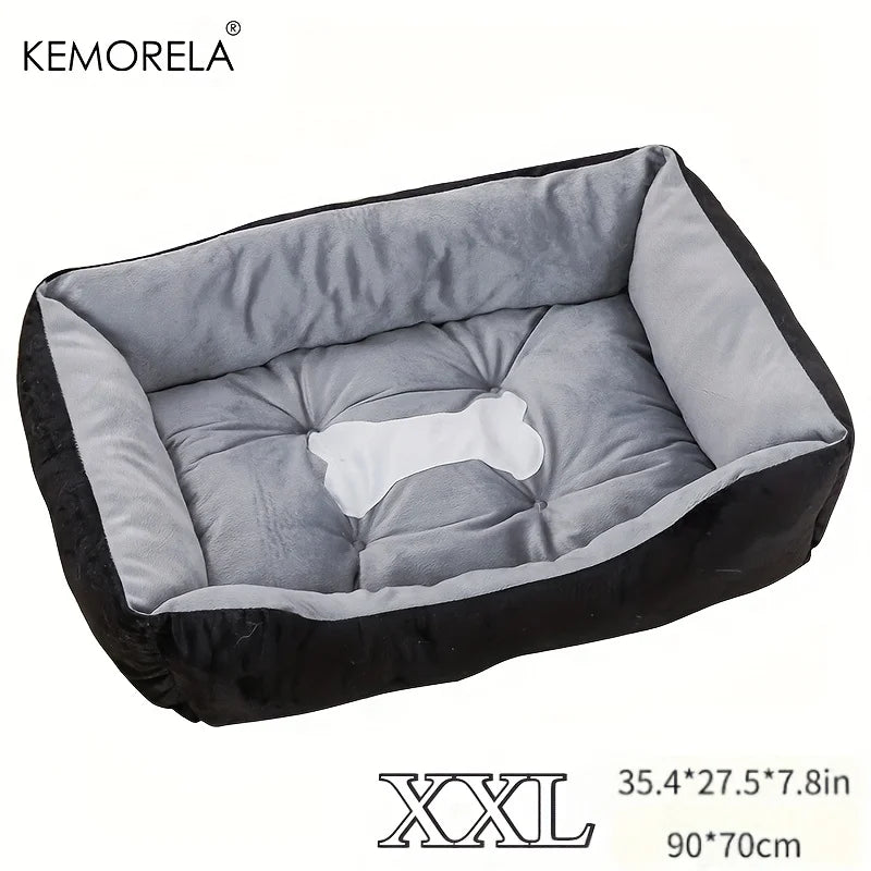 Orthopedic plush dog bed XXL gray and black KEMORELA fiber bed with breathable support, hand wash, 90x70cm