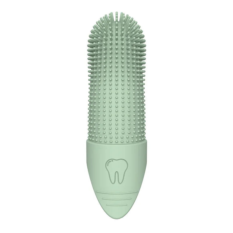 silicone finger toothbrush for dogs green 360° food grade silicone dog and cat dental care toothbrush