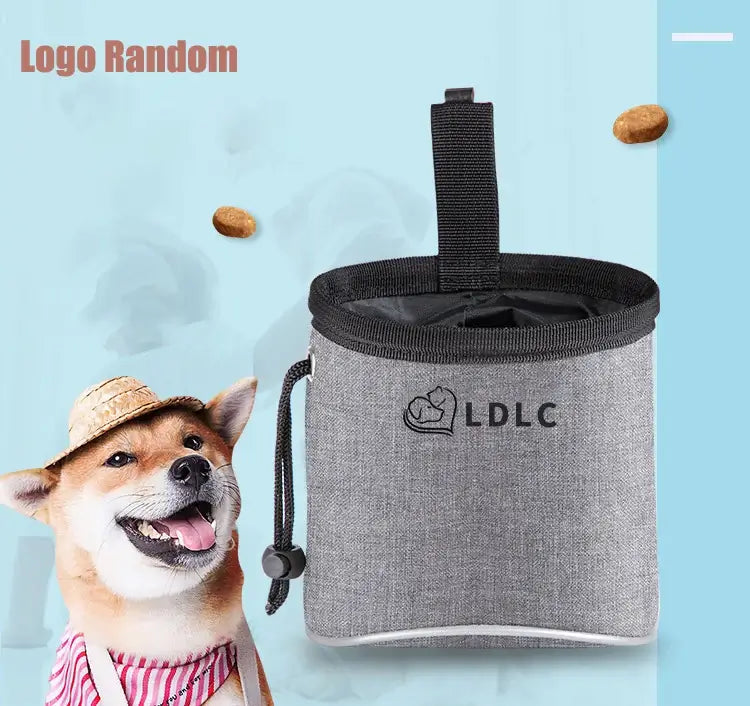 Dog Treat Training Pouch Easily Carries Pet Toys, Kibble, Treats Built In Poop Bag Dispenser Outdoor Dog Trainings Bag in grey.