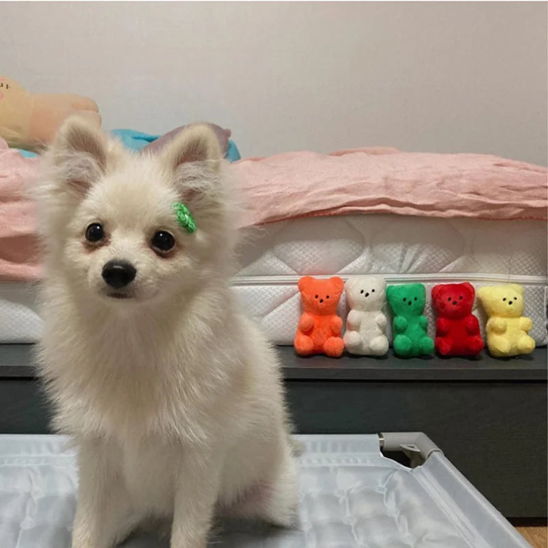 small dog squeaky toy plush bear for puppies and cats, 11cm fleece pet supply for Pomeranian, Teddy, Shih Tzu, Pug
