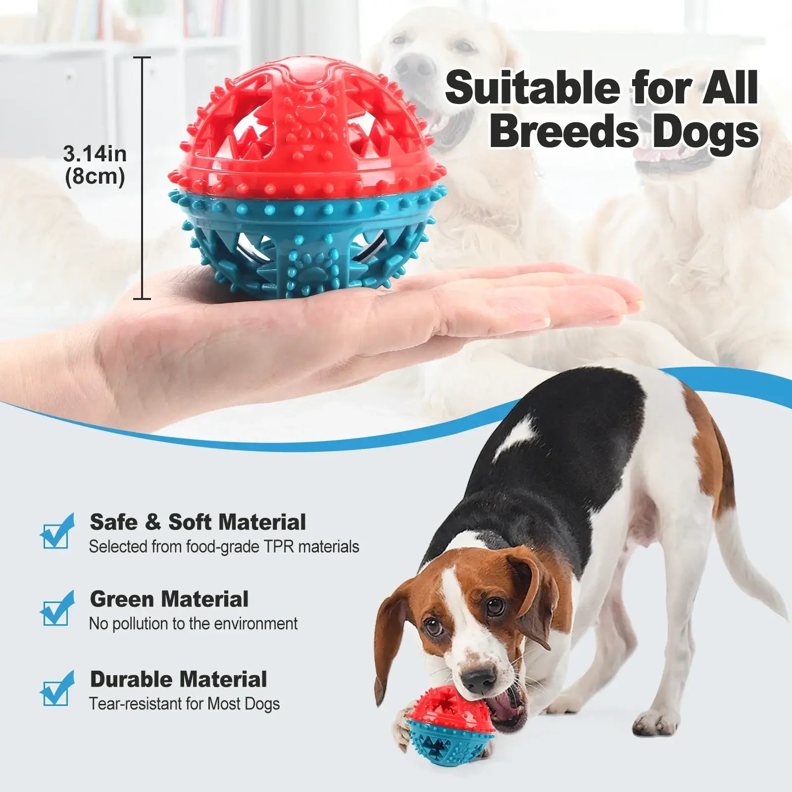 Dog Chew Toys Grinding Teeth Sound Ball Toys Leaking Food Balls Anti Bite Interactive Training Cleaning Teeth Toys Pet Products
