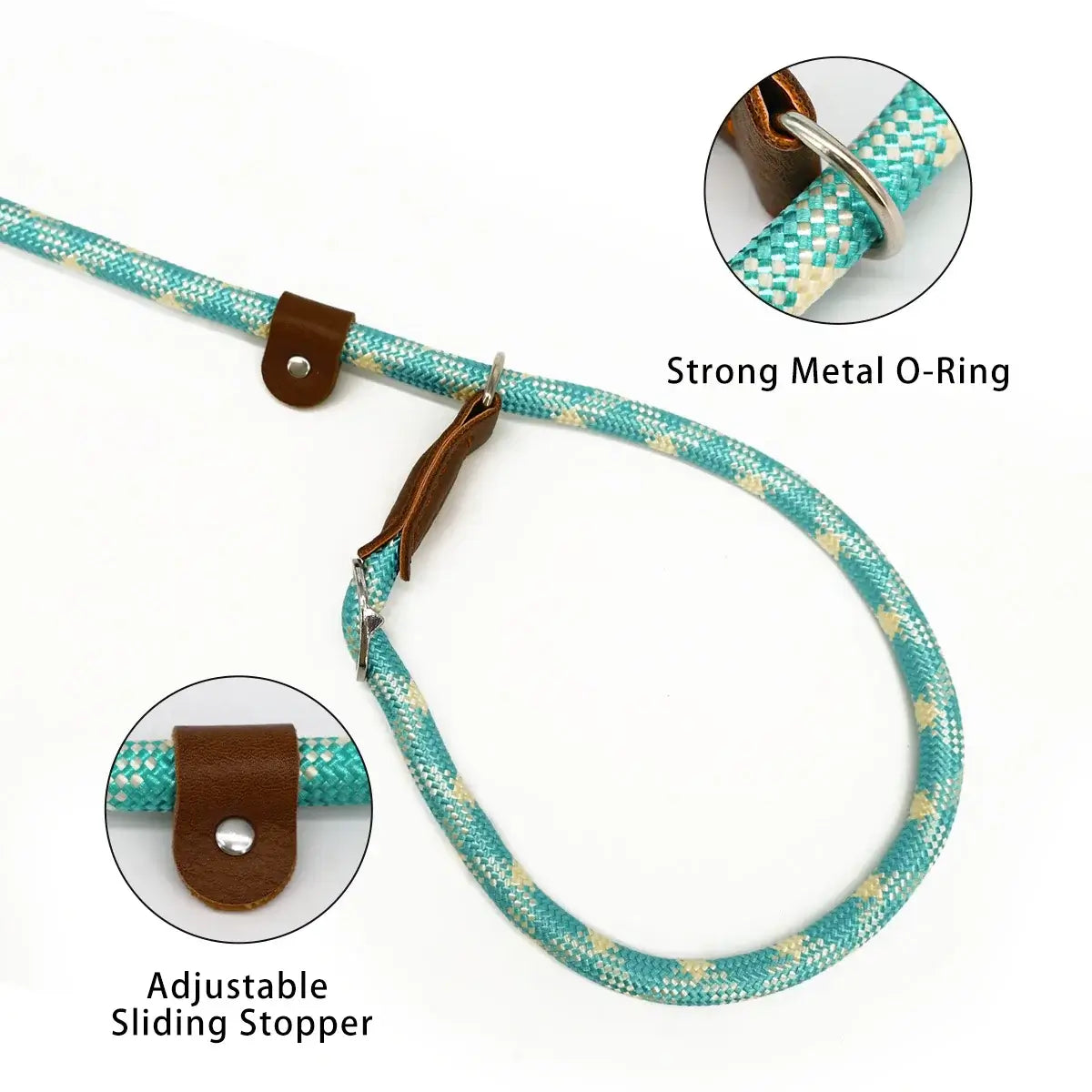 1PC Stylish Color Matching Dog Leash Suitable For Small Dogs, Medium Dogs And Large Dogs. Pet Walking Dog Leash details showing adjustable sliding stopper.