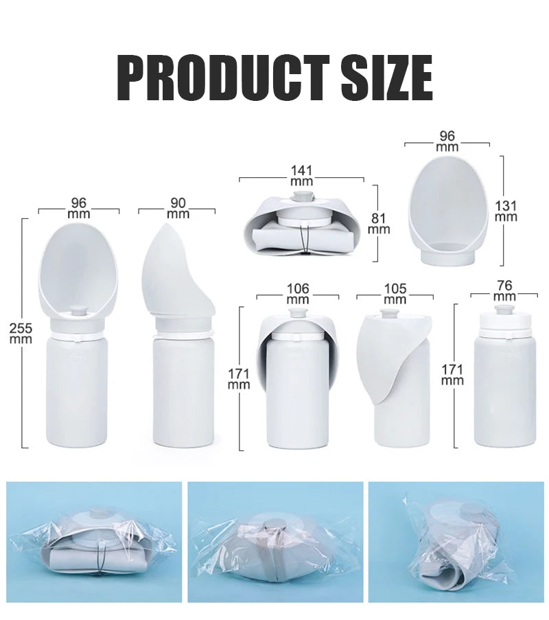 portable dog travel water cup with product size diagram and foldable silicone design for outdoor pet travel