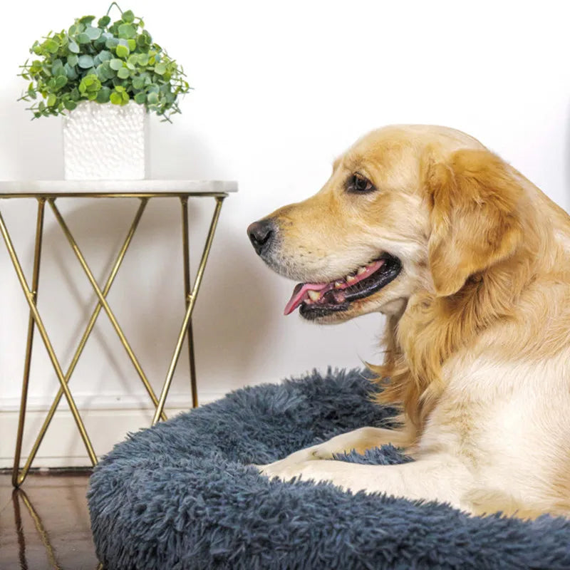 washable donut dog bed, soft plush calming pet bed for large, medium, and small dogs