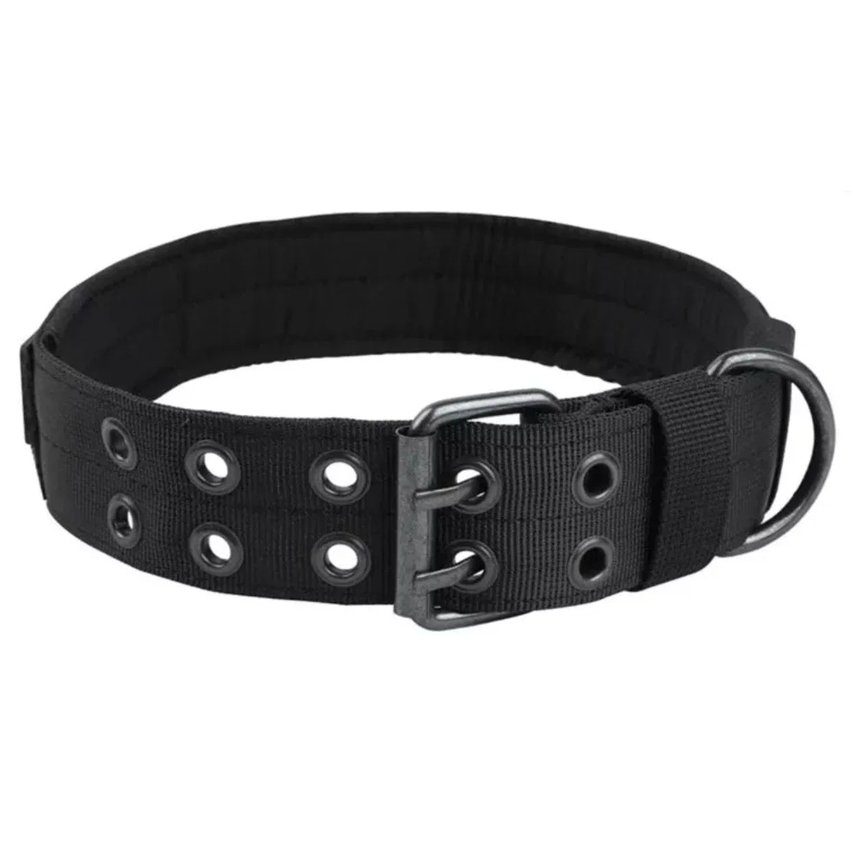 Reflective tactical dog collar, adjustable black nylon military collar with quick release buckle for training and heavy duty use