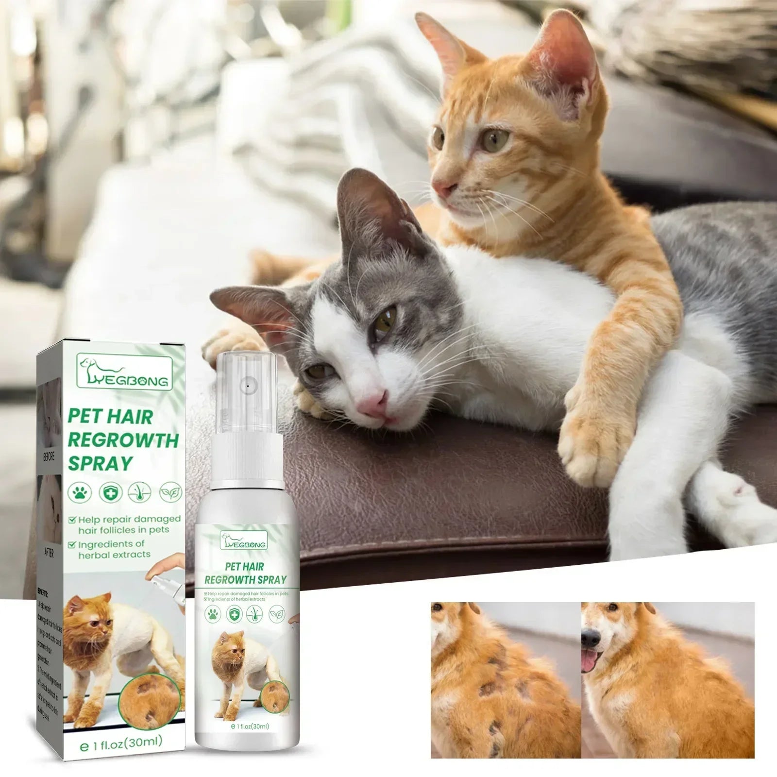 dog hair loss supplement for s and dogs, pet hair regrowth spray, safe non-toxic ingredient treatment for bald spots