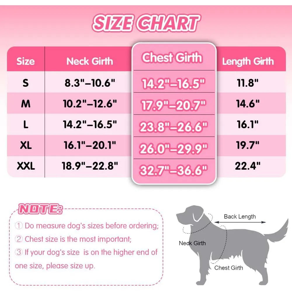 pet tuxedo outfit size chart for dog neck girth chest girth and length measurements