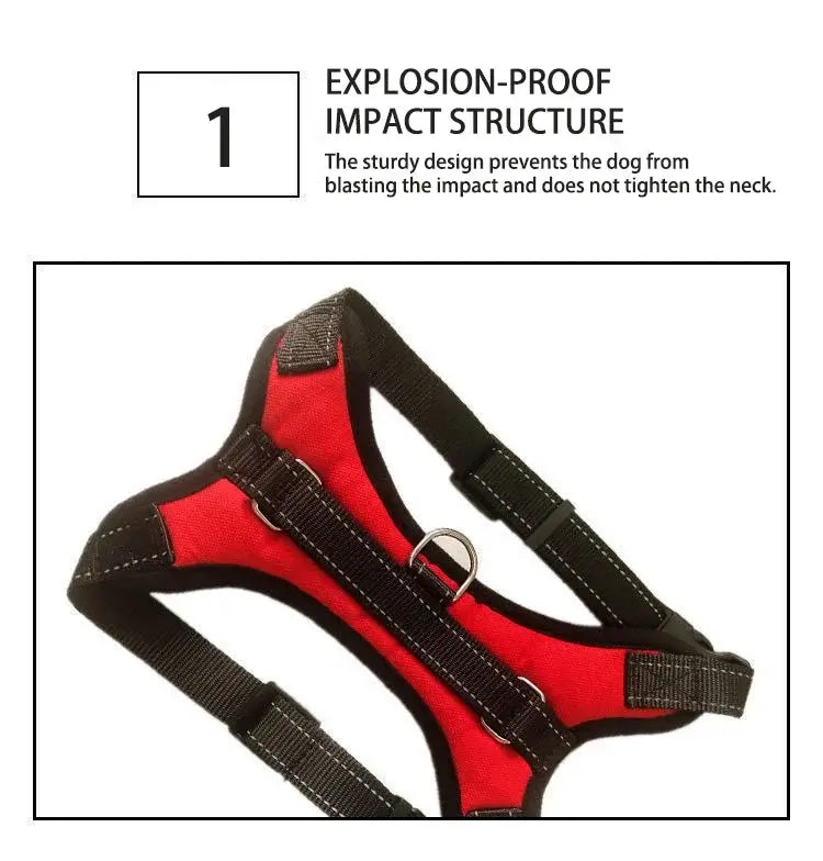 Quick release dog harness vest with breathable red nylon design and reflective straps for adjustable puppy outdoor use