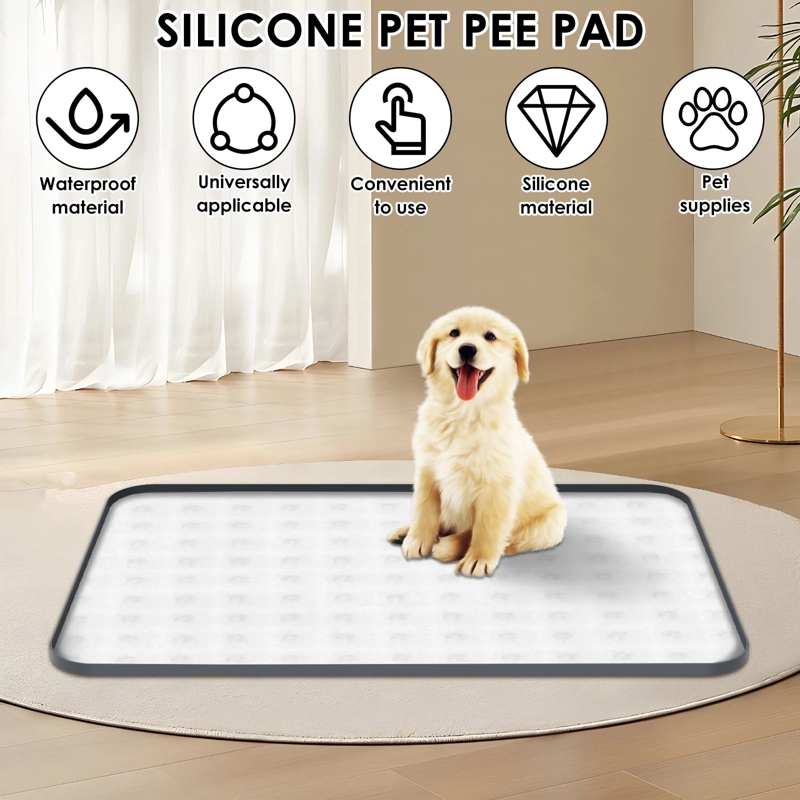 Dog Silicone Pee Pad Holder for Floor Protection Leak Proof Foldable Puppy Potty Training Pad Holder With Raised Edge for Home.