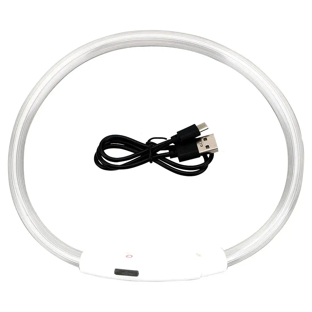 Led Usb Dog Collar Pet Dog Night Luminous Charge Collar Pet Accessorie with USB charging cable included.