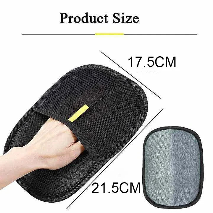 Black pet hair remover glove, 17.5cm x 21.5cm silicone grooming mitt for dogs and cats
