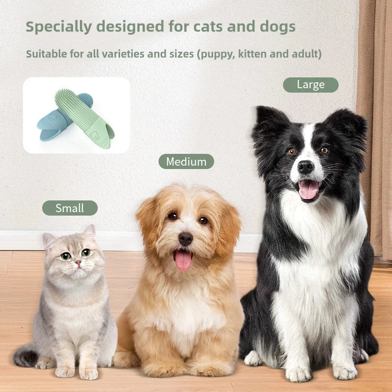silicone finger toothbrush for dogs and cats, 360° dental cleaning for small, medium, and large pets