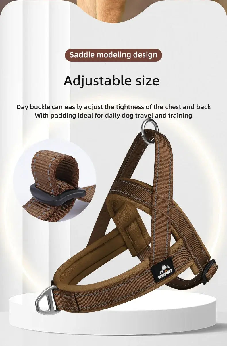 escape-proof tactical dog harness, adjustable padded brown dog vest harness for large dogs, no-pull training and walking