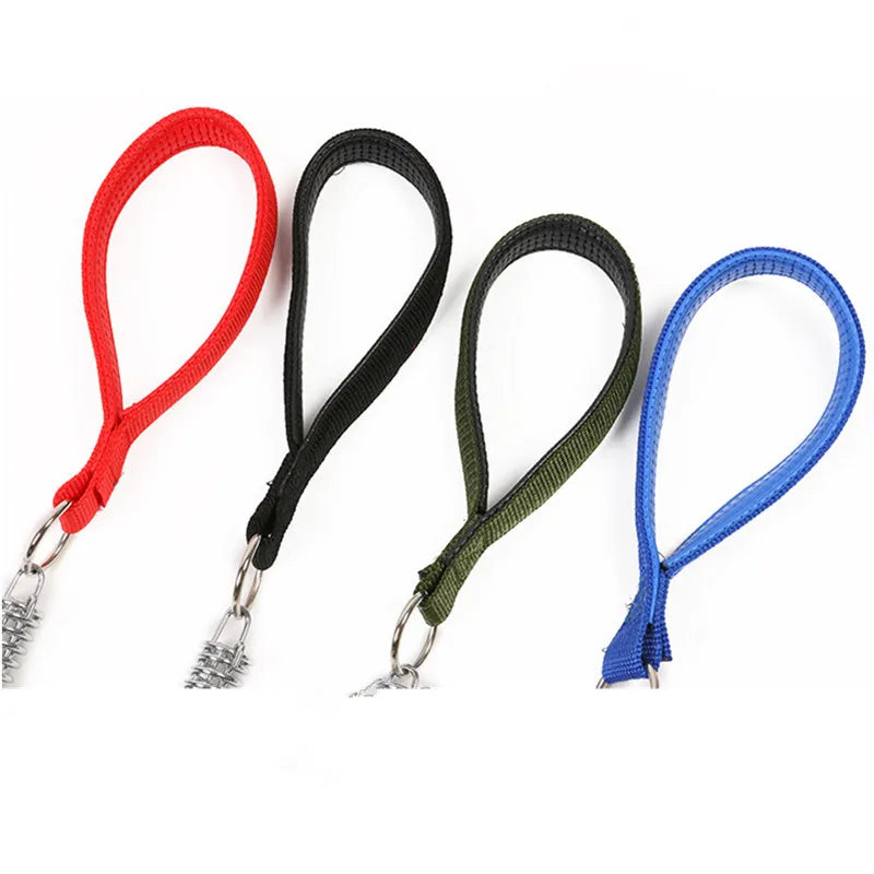 durable dog leash for large dogs padded nylon and leather short loop leashes in red black green and blue