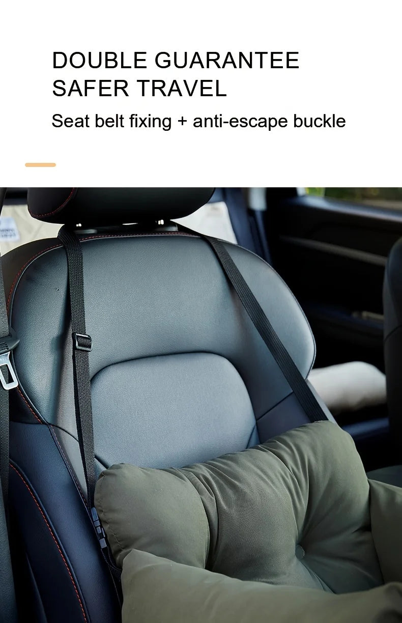 dog car seat with safety belt for safe travel, anti-escape buckle, non-slip pet car bed, washable and secure