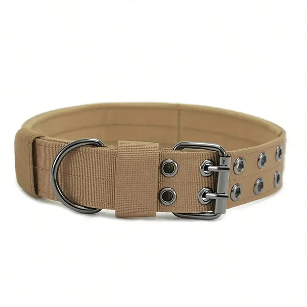 Adjustable Military Dog Collar Metal D-Ring and Buckle Working Dog Collar, Five-Level Adjustment for Medium and Large Dogs