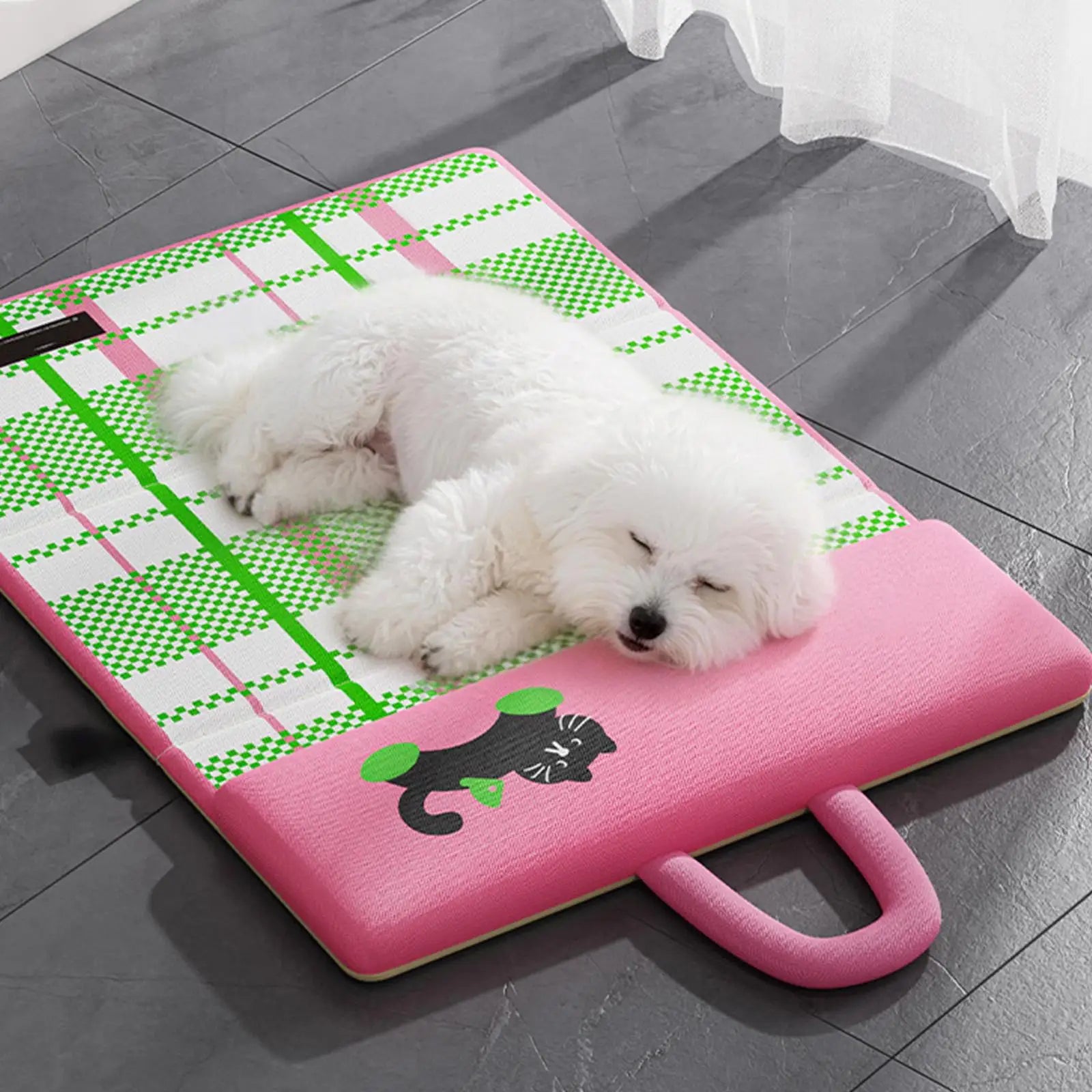 double sided cooling pet mat with headrest, waterproof breathable foldable pet bed for cats and dogs