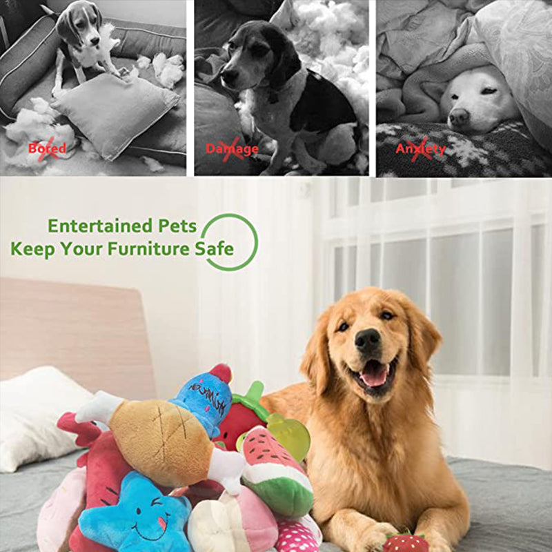 plush squeaky dog chew toy for small and medium dogs, durable pet accessory to keep pets entertained and protect furniture