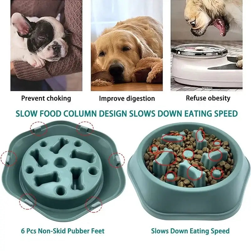slow feeder dog bowl for dogs and puppies, anti-choking puzzle feeder with non-slip design