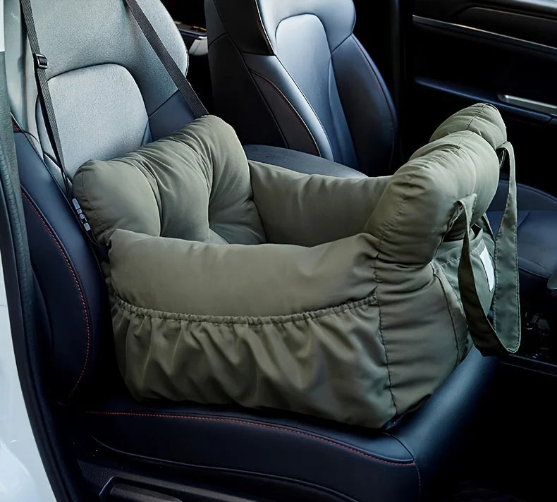 dog car seat with safety belt for small dogs, non-slip washable pet car bed with secure straps