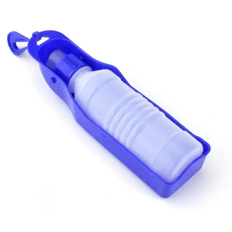 Portable dog water bottle blue leakproof pet water dispenser for dogs and cats, outdoor walking travel drinking supplies