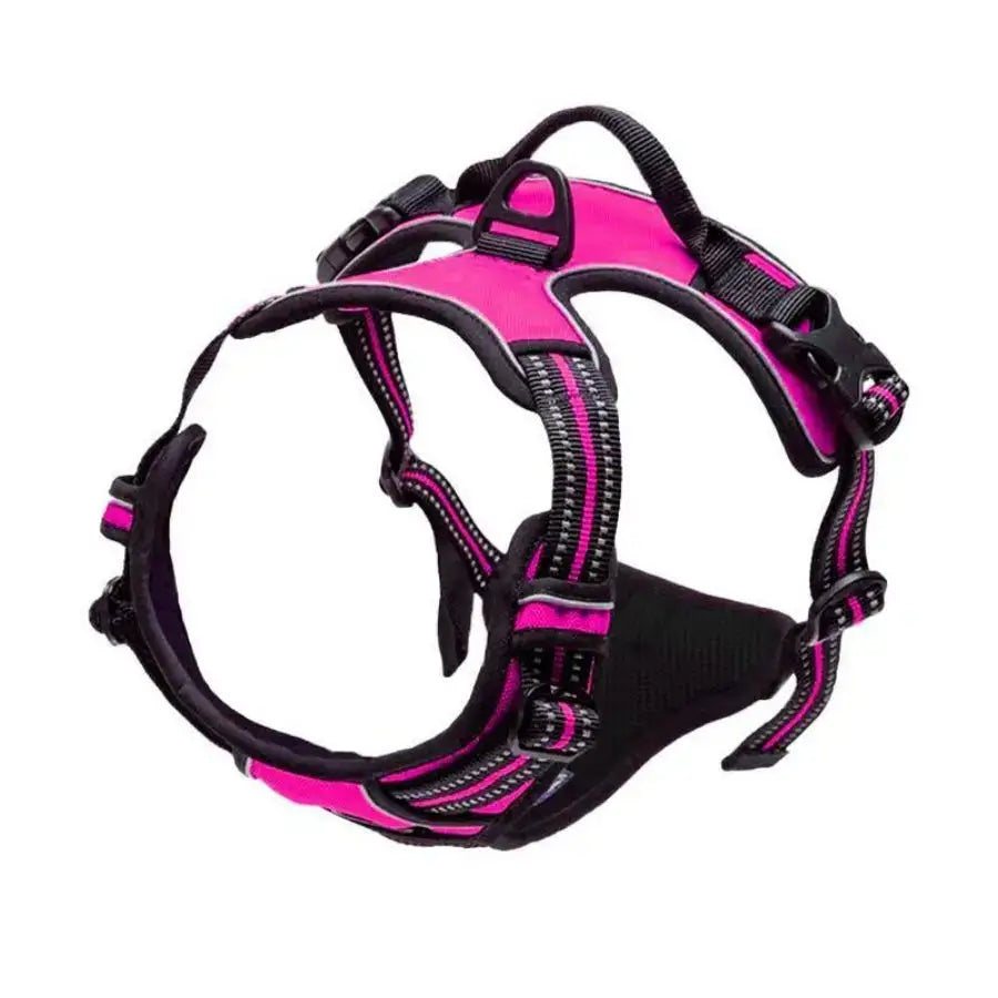 Light red no pull dog harness reflective vest with handle and buckle for medium to large dogs, nylon walking harness