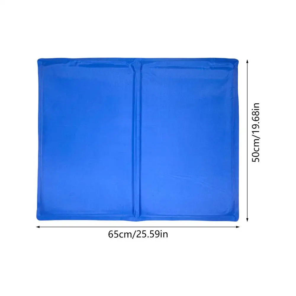 Blue self cooling dog mat, 65x50cm M size portable gel pet cooling pad for dogs and cats, breathable summer sleeping mat