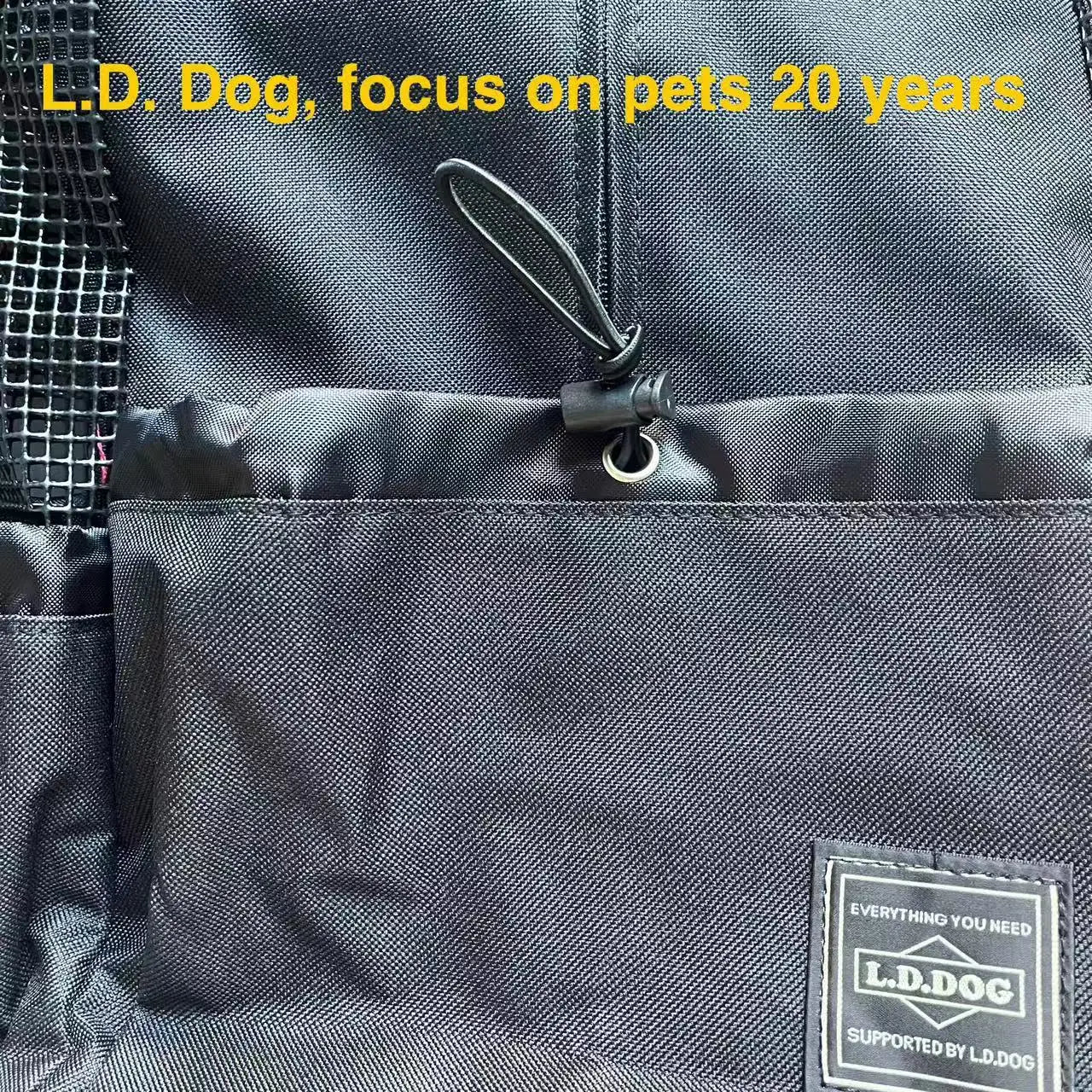 breathable dog carrier backpack with mesh ventilation, zipper pocket, and durable nylon for hiking, biking, and travel