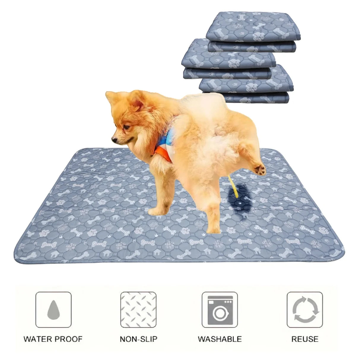 washable reusable dog pee pad waterproof non-slip puppy training mat for car seat and floor
