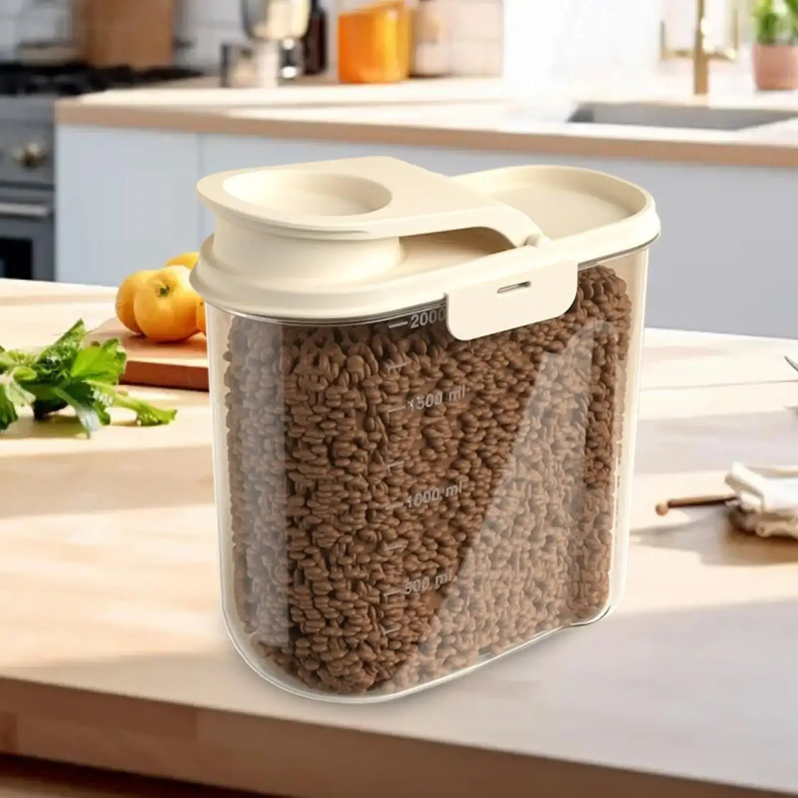 2L Airtight Dog Food Storage Container Transparent Dust-proof Anti-moisture Grain Dispenser Large Capacity Puppy Barn Bunny Use