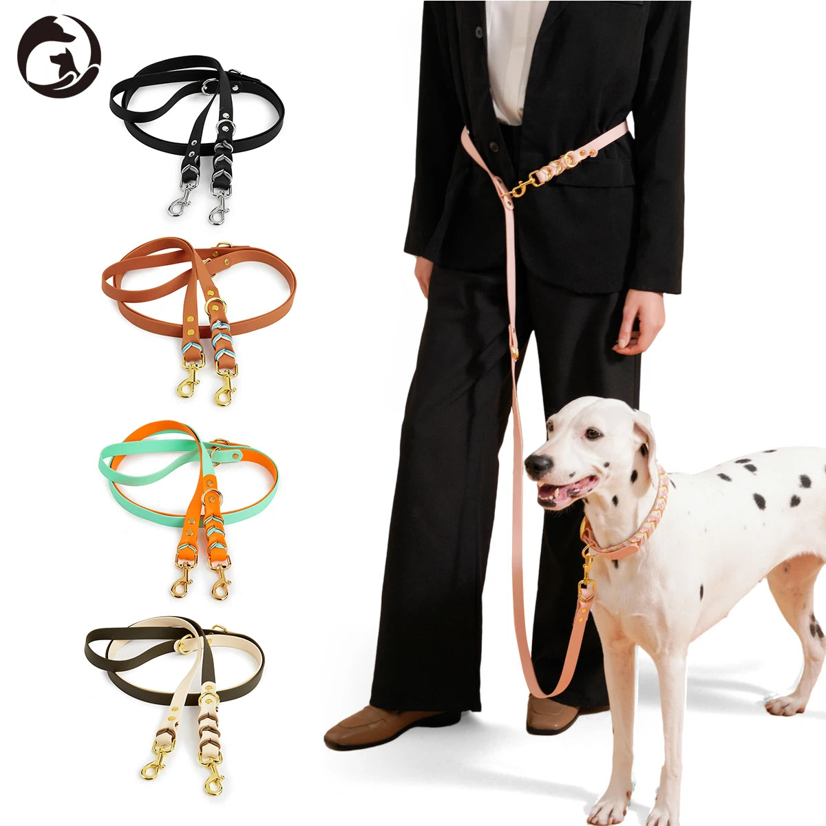 hands free dog leash for medium and large dogs, durable colorful handmade rope leash with quick release