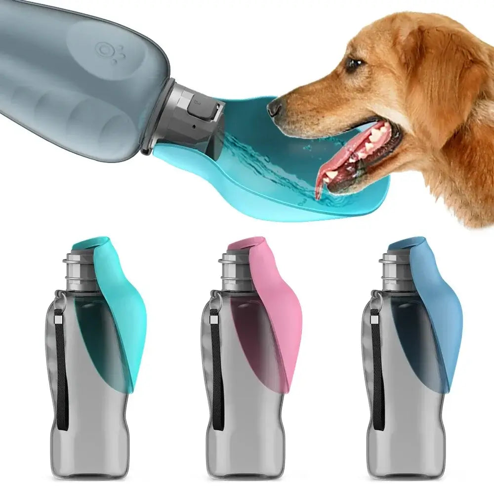 portable dog water bottle dispenser for large dogs, 800ml travel pet drinking bowl with foldable design