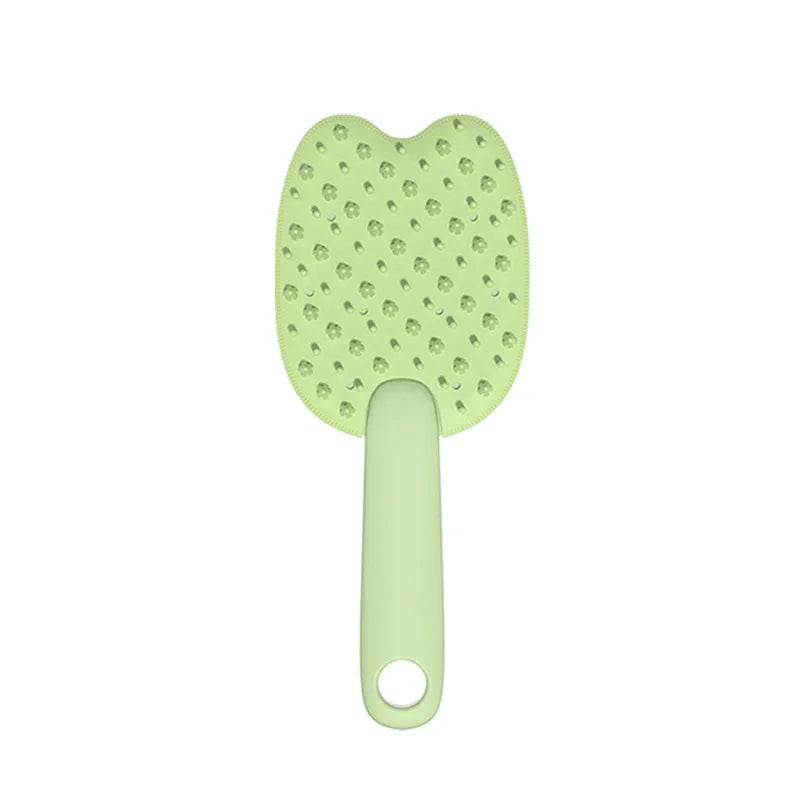 2 in 1 pet hair remover grooming brush green massage and deshedding comb for dogs and cats, 20x8 cm