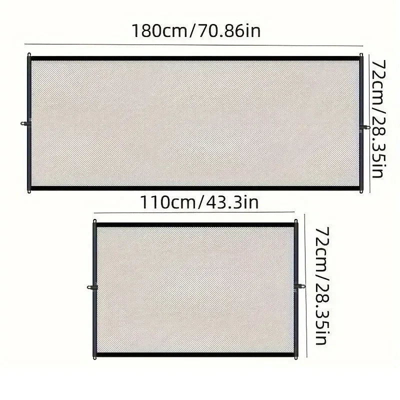 Heavy Duty Dog Barrier Fence with Hooks Insulated Net Foldable Breathable Mesh Mirror Door Pet Security Gate for Indoor Outdoor dimensions