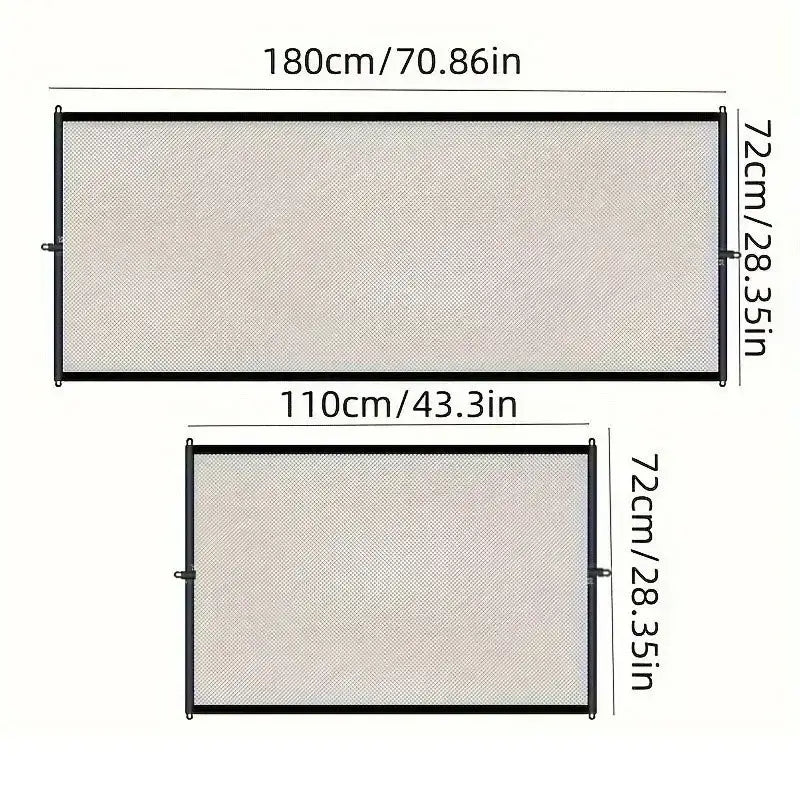 Heavy Duty Dog Barrier Fence with Hooks Insulated Net Foldable Breathable Mesh Mirror Door Pet Security Gate for Indoor Outdoor dimensions