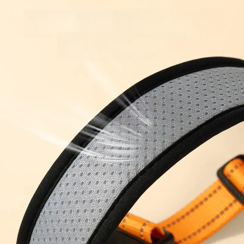 Reflective dog collar with padded mesh fabric for puppy and pet walking comfort and safety