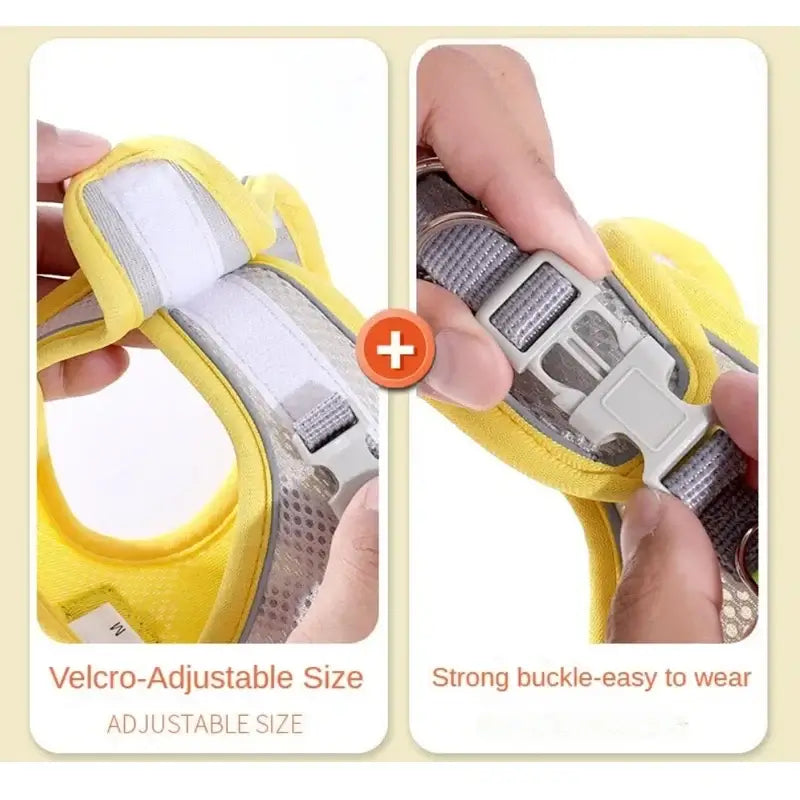 Adjustable reflective dog harness vest with Velcro-adjustable size and strong buckle for easy wear