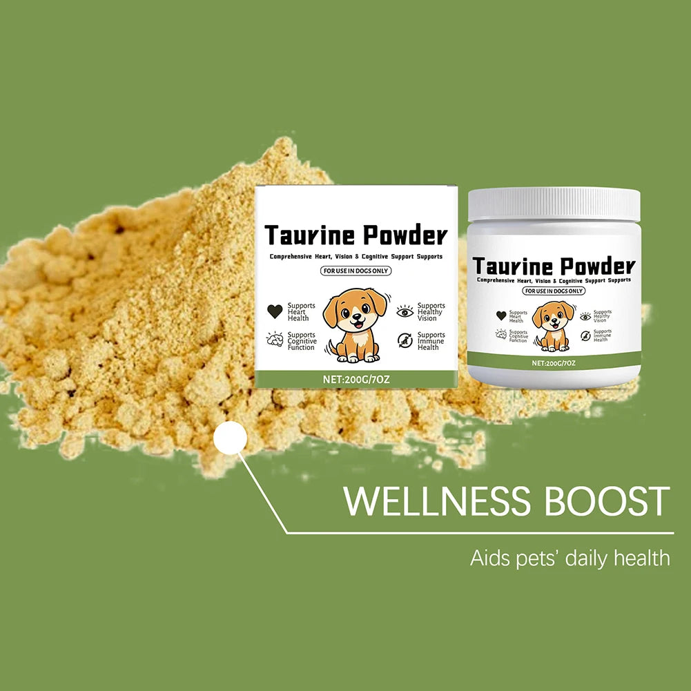 Taurine powder supplement for dogs with wellness benefits, heart and immune support