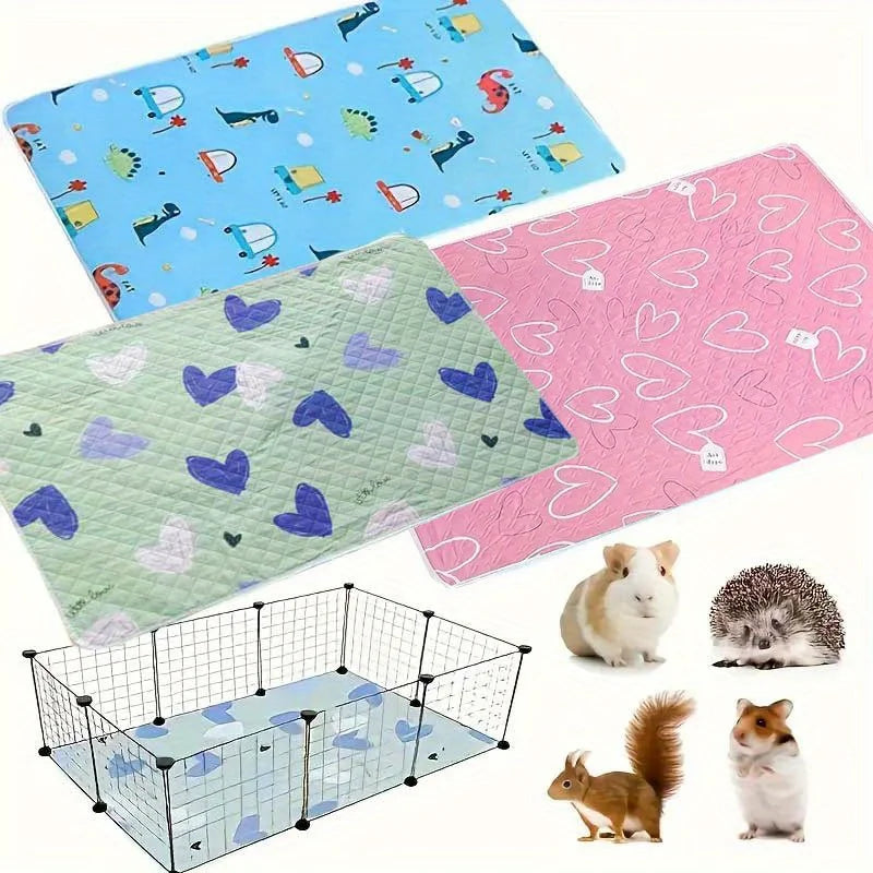 washable pet cage mat with fun prints for hamsters, rabbits, guinea pigs, cats and reptiles