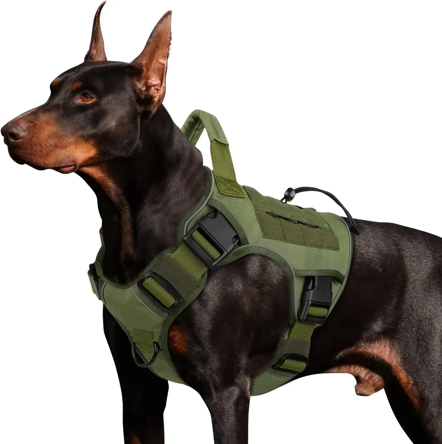 no-pull tactical dog harness for large dogs, army green reflective military vest with handle for Labrador and Siberian Husky