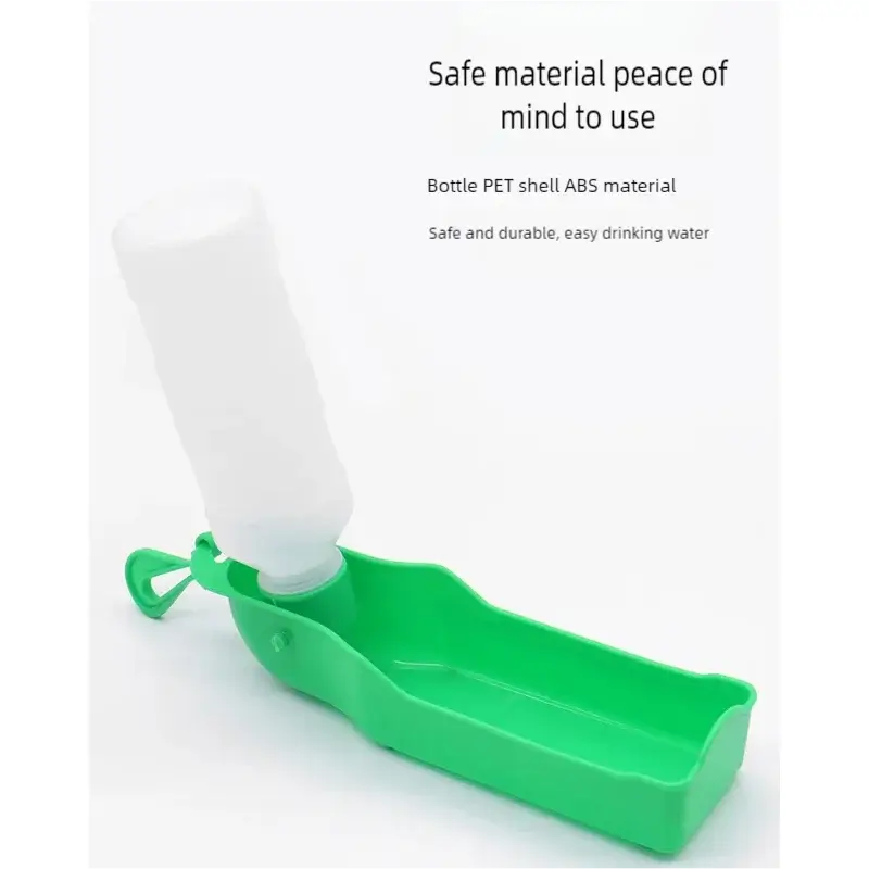 portable dog water bottle for outdoor walking and travel, leakproof green pet drinking dispenser