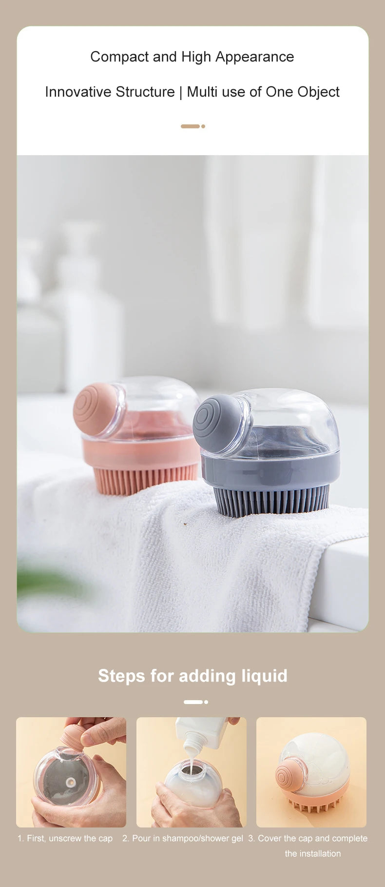 silicone pet bath brush with shampoo dispenser for gentle dog grooming and shampoo dispensing