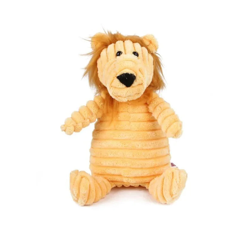 plush squeaky dog toy lion-shaped corduroy bite resistant plush pet toy for small and large dogs training