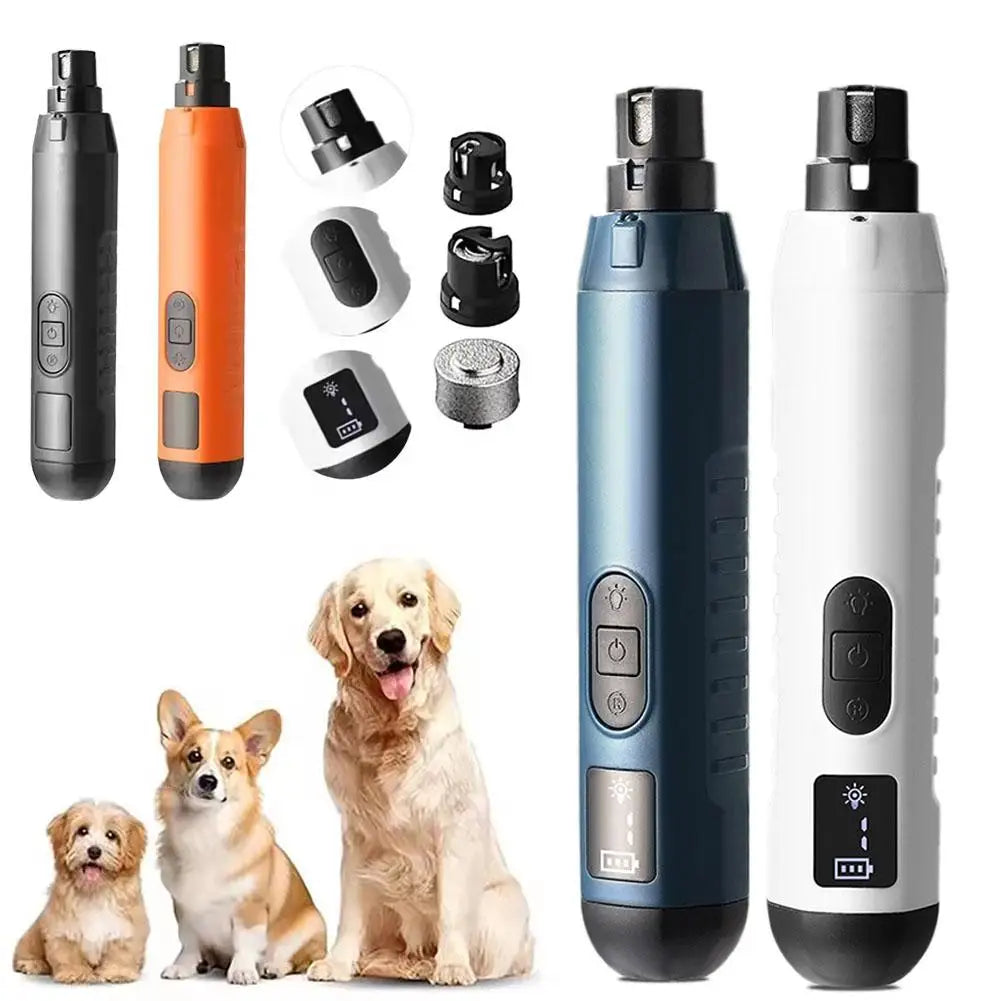 electric pet nail grinder for dogs and cats, low-noise rechargeable grooming tool with 5 speeds and trimming attachments