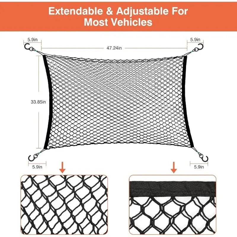 120X90CM Car Trunk Fence Pet Dog Isolation Protective Net Durable Elastic Isolation Double Layer Nets Safety Fence for Any Car
