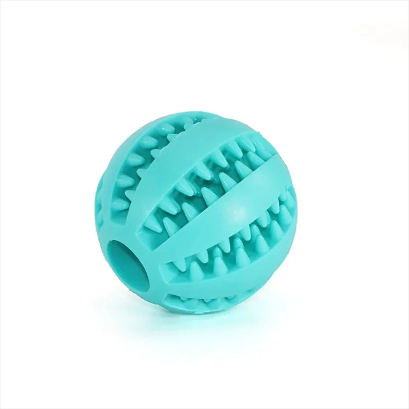 Light blue natural rubber dog chew toy ball, extra-tough tooth cleaning interactive 5cm pet toy