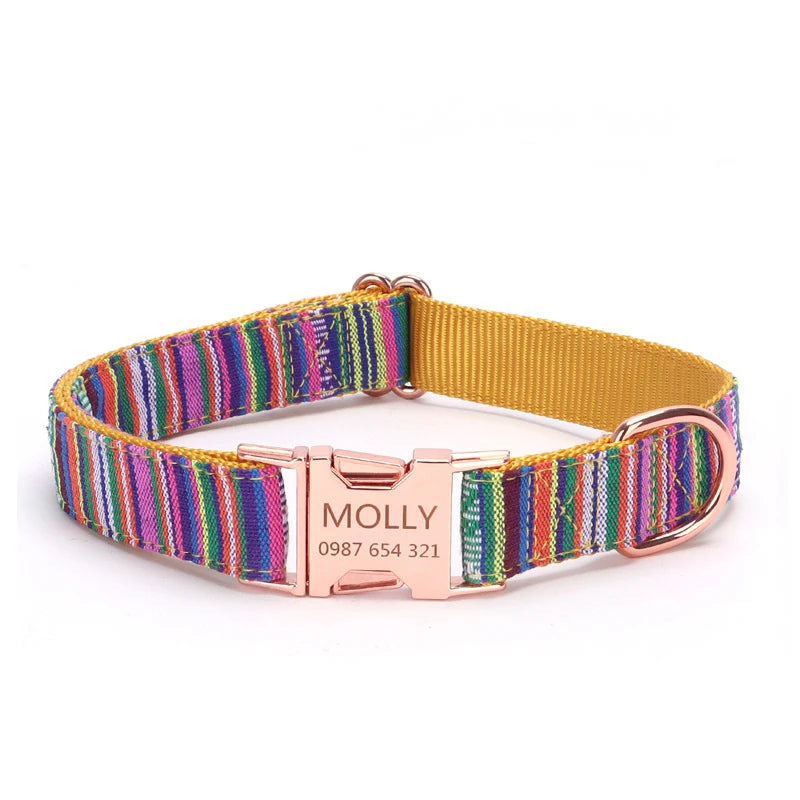 Pet Dog Collar Nylon Personalized Necklace Dog Supplies Free Engraving Name for Small Medium Large Dogs Adjustable Dog Collars