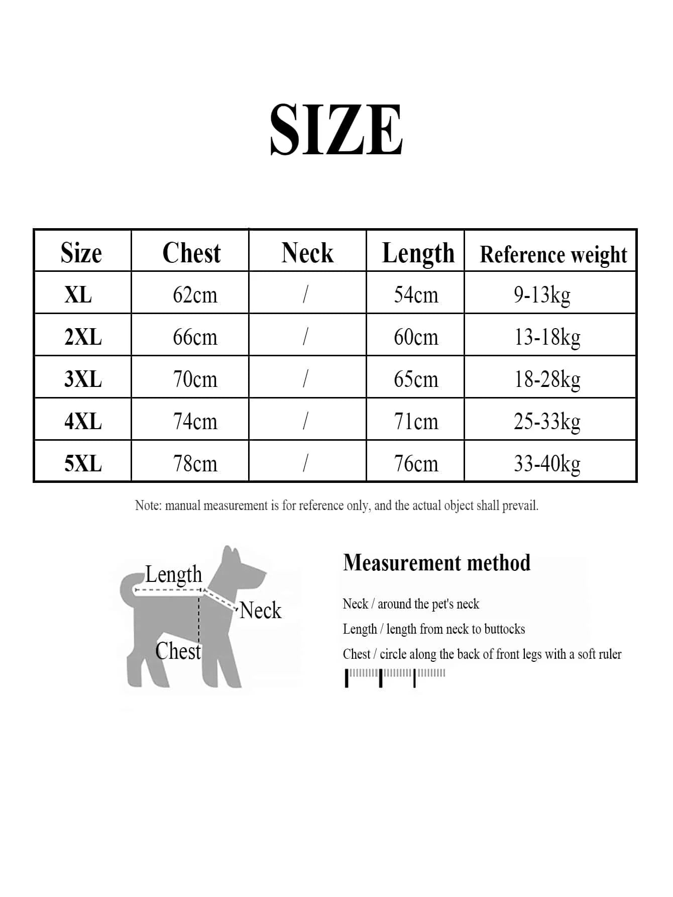 Size chart for Greyhound Clothes, Dog Winter Coat Pajamas Onesies Turtleneck Stretch Greyhound Apparel Pet Clothes.