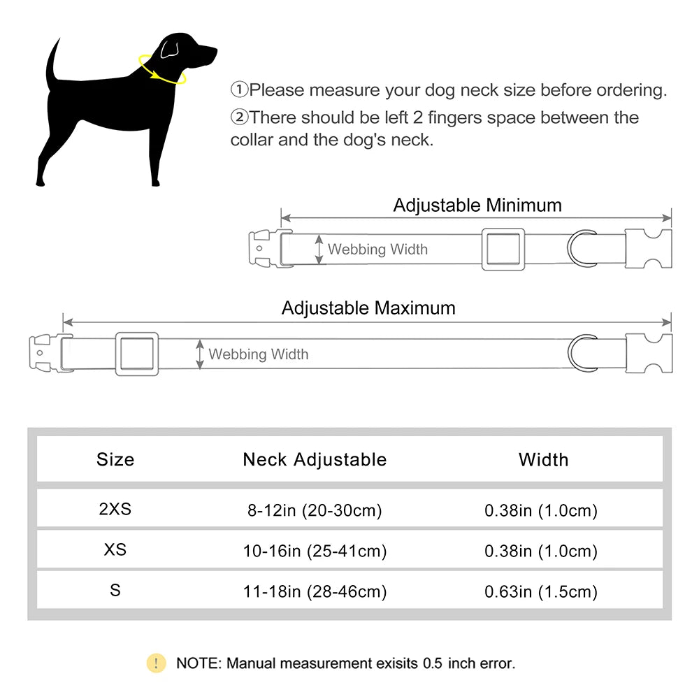 Custom Dog Collar Nylon Puppy Dog Collars With Cute Bowknot Engraved Pet Necklace Dog Collars For Small Medium Dogs Chihuahua size guide
